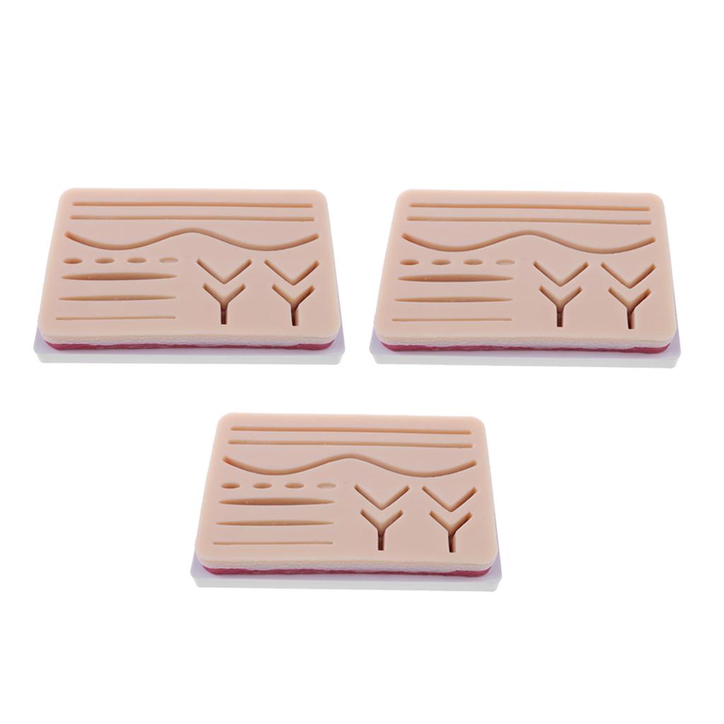 3 Sets Human Skin Wound Suture Pad Model Suturing Repeated Practice Kit