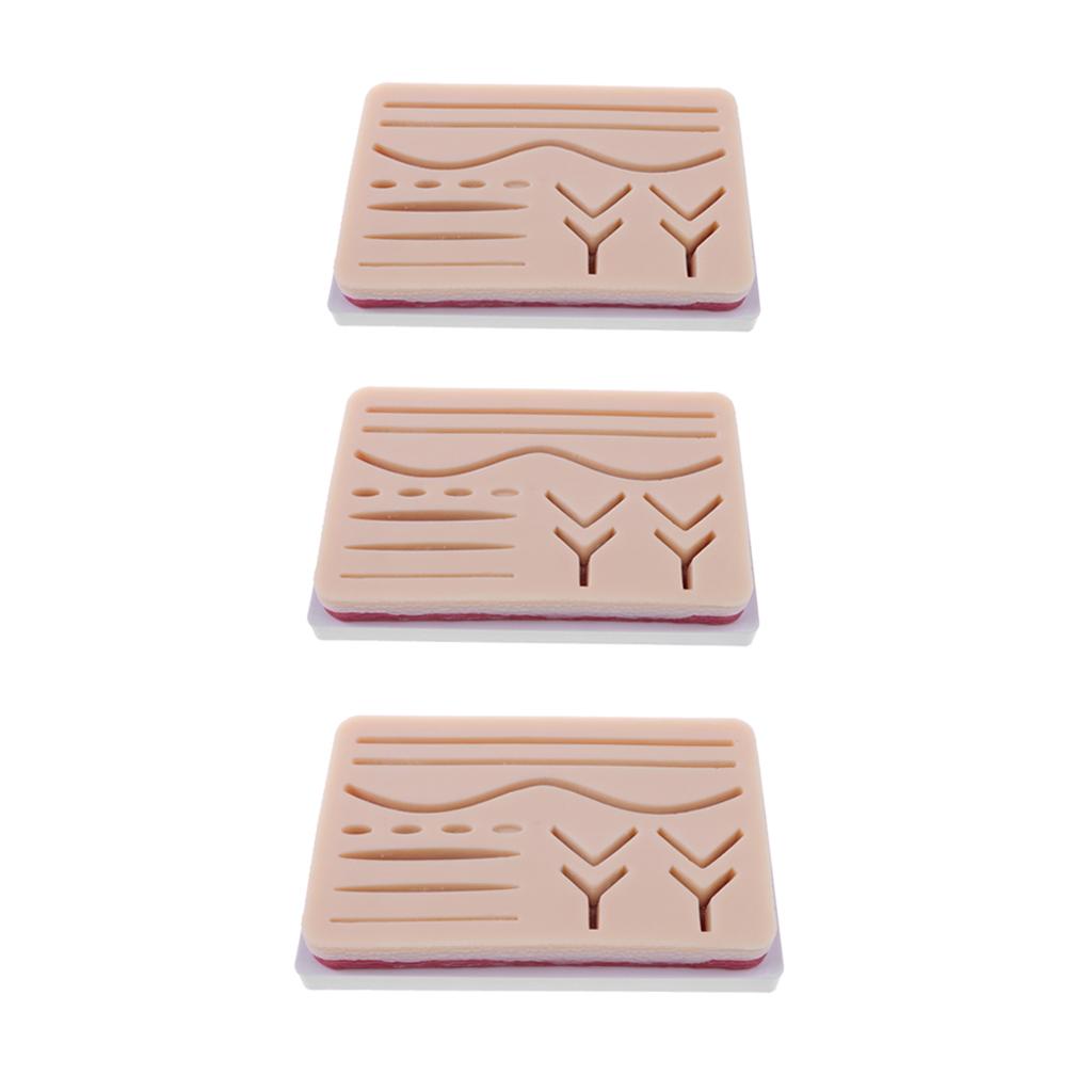 3 Sets Human Skin Wound Suture Pad Model Suturing Repeated Practice Kit
