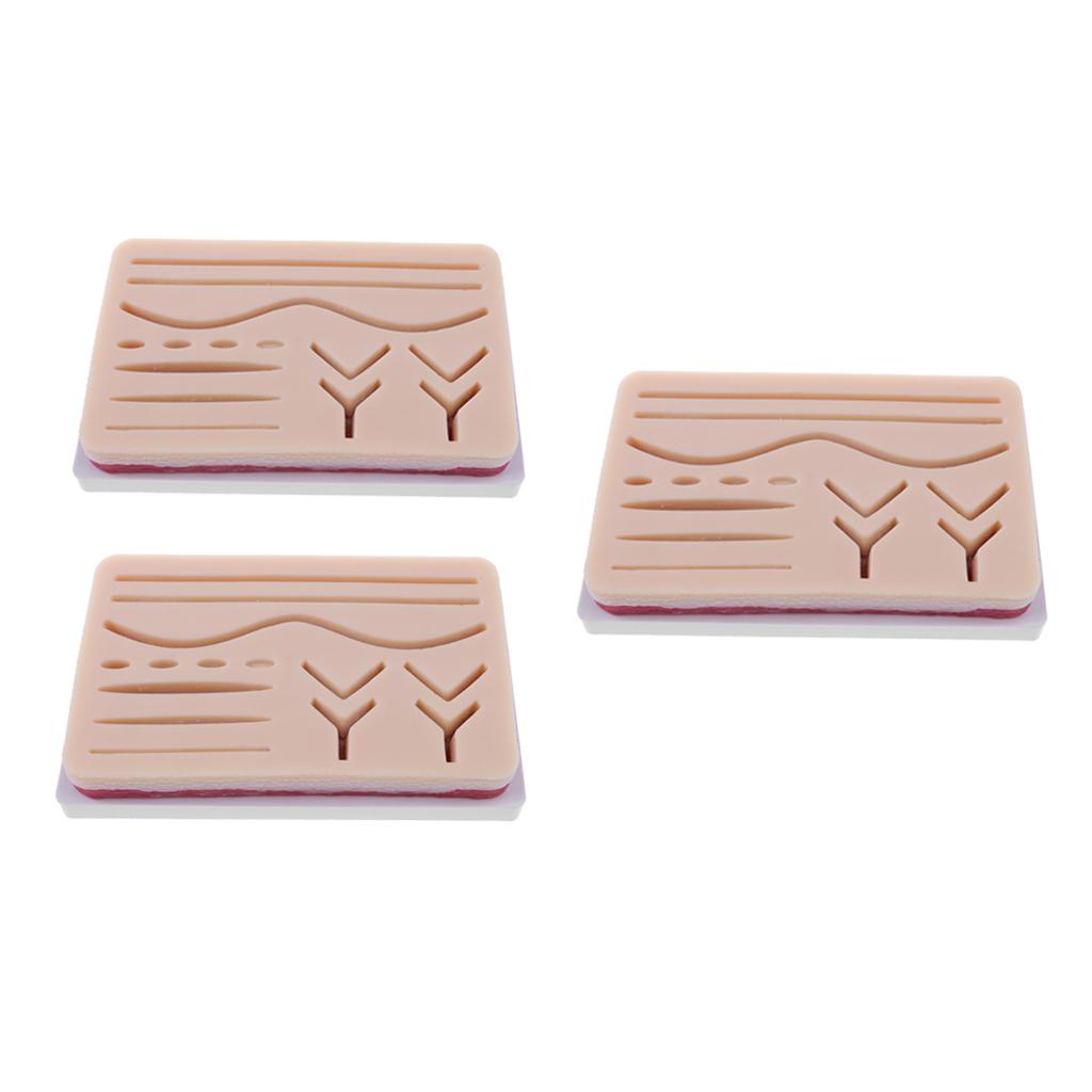 3 Sets Human Skin Wound Suture Pad Model Suturing Repeated Practice Kit