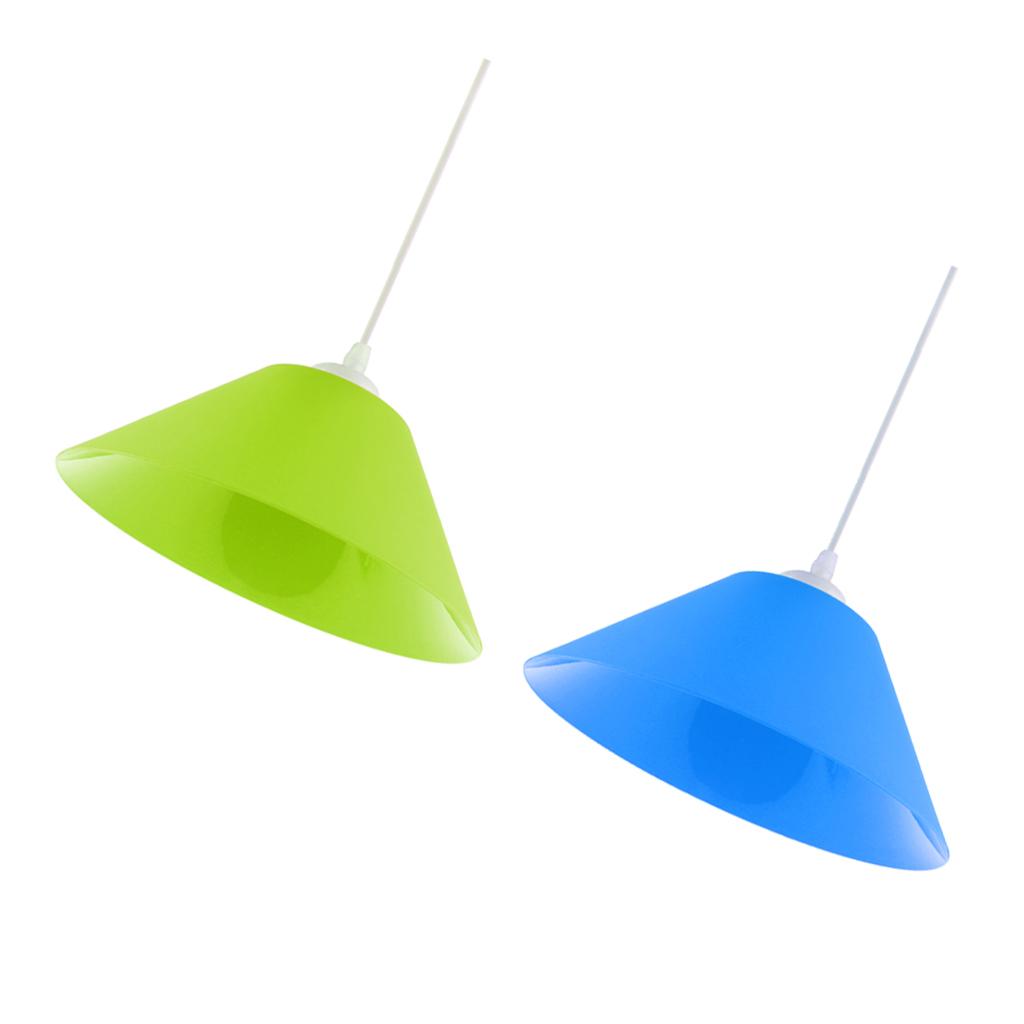 2x Modern Cone Shaped Ceiling Pendant Light Lamp Shade Chandelier Blue&Green