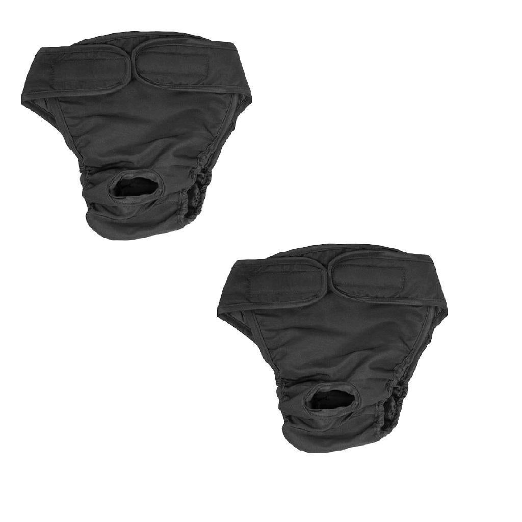 2 pcs Puppy Dog Physiological Pants Femal Dogs Sanitary Pant Diaper black_S