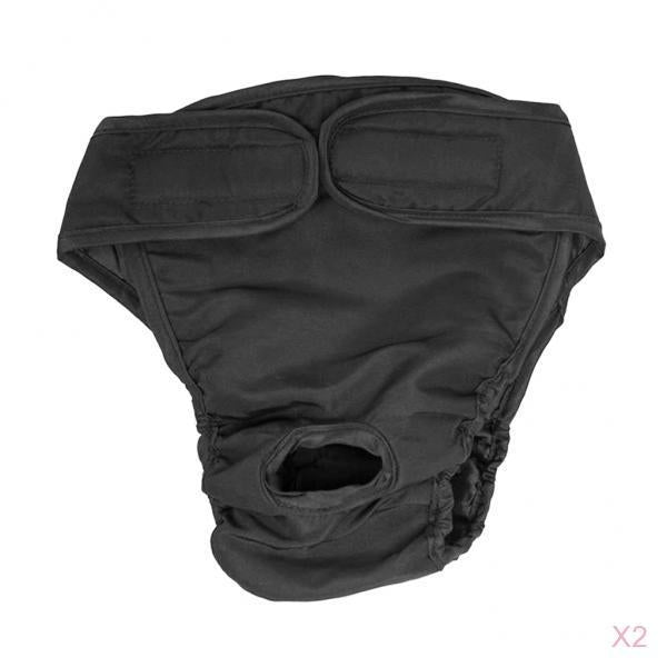 2 pcs Puppy Dog Physiological Pants Femal Dogs Sanitary Pant Diaper black_S