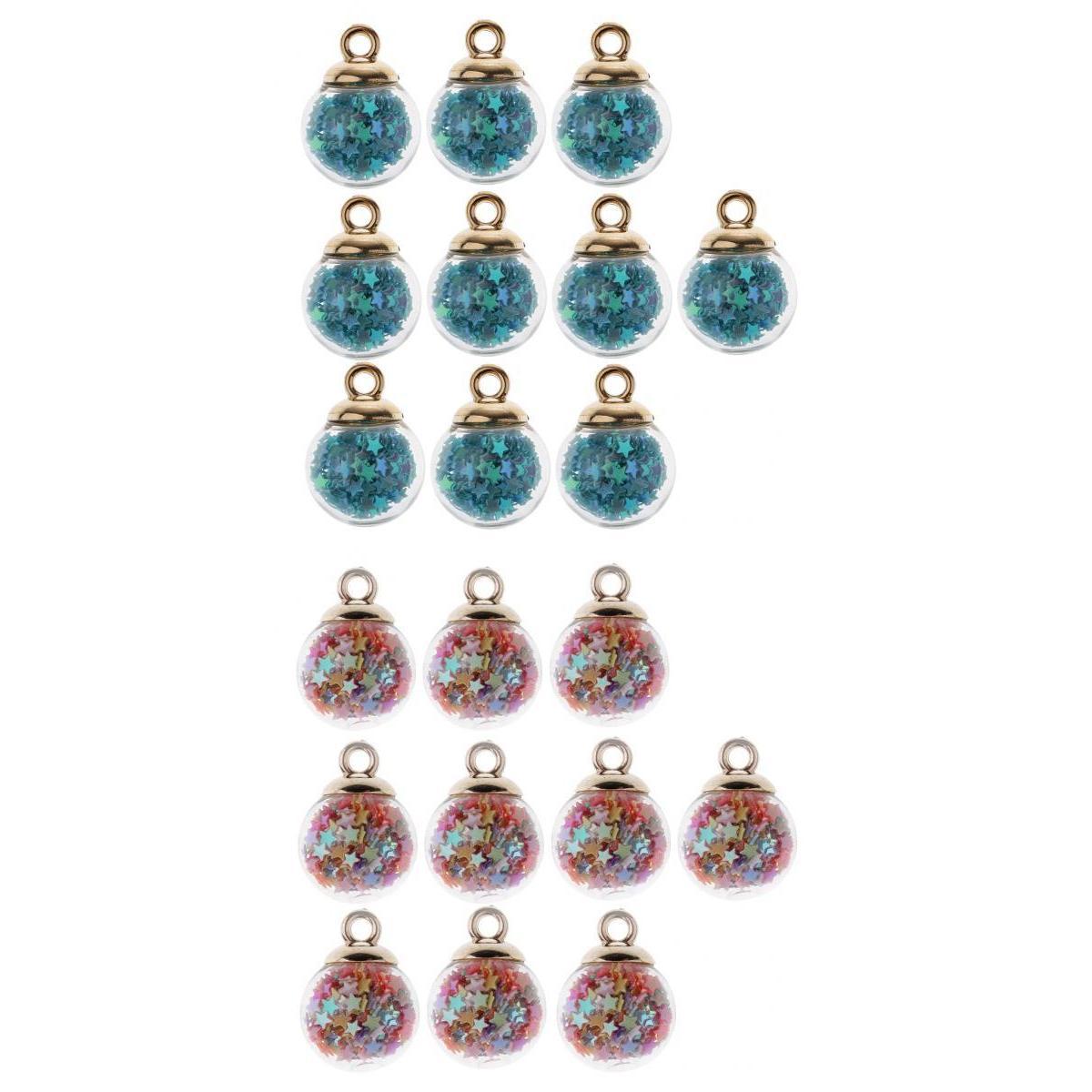 20 Pieces 16mm Mixed Tiny Star Glass Ball Charms Pendant DIY Earring Craft