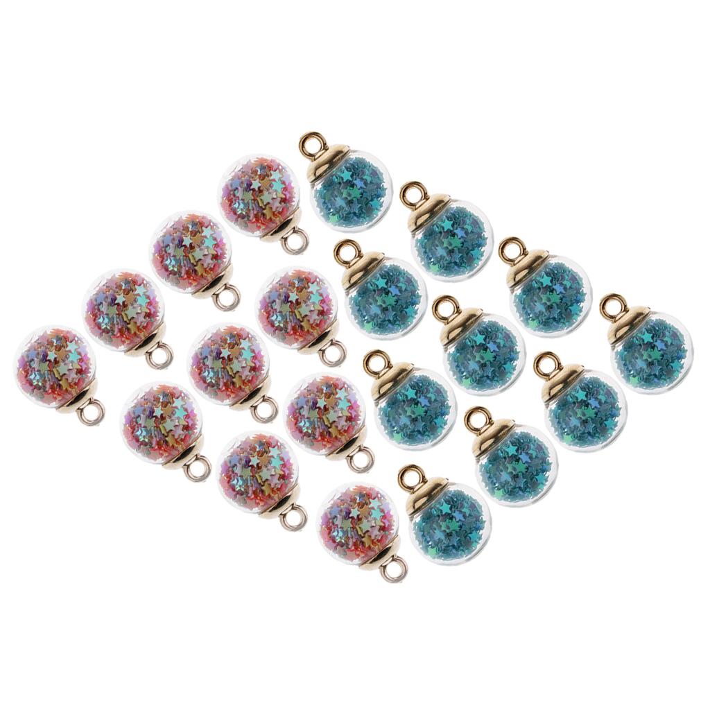 20 Pieces 16mm Mixed Tiny Star Glass Ball Charms Pendant DIY Earring Craft