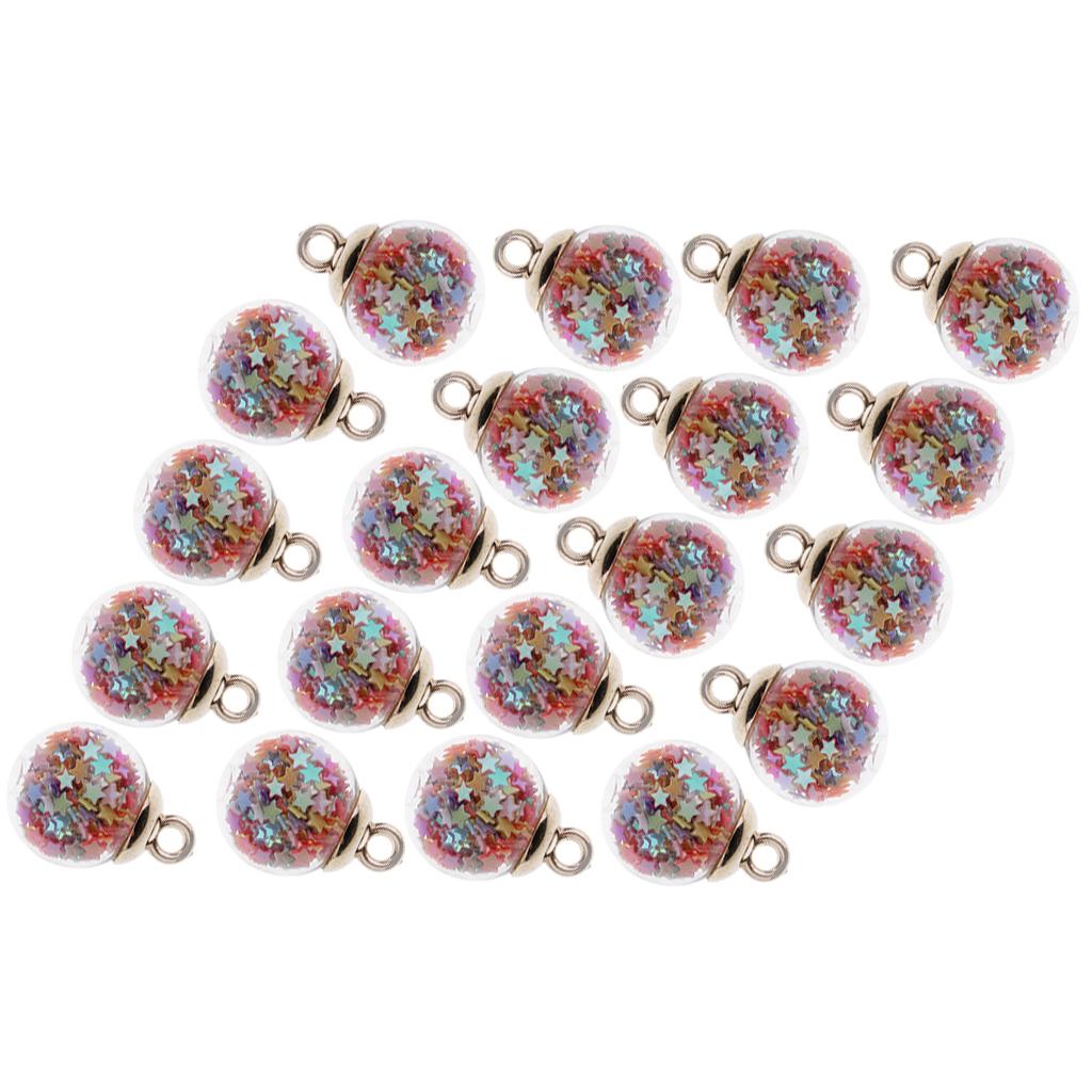 20 Pieces Tiny Star Glass Ball Charms Pendant DIY Earring Jewelry Findings