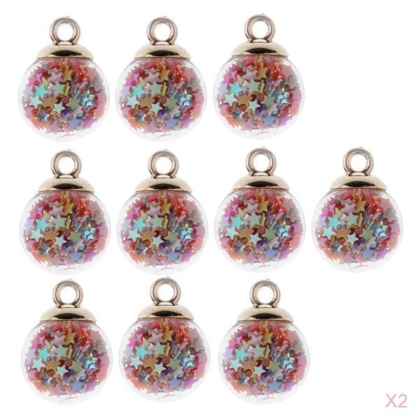 20 Pieces Tiny Star Glass Ball Charms Pendant DIY Earring Jewelry Findings