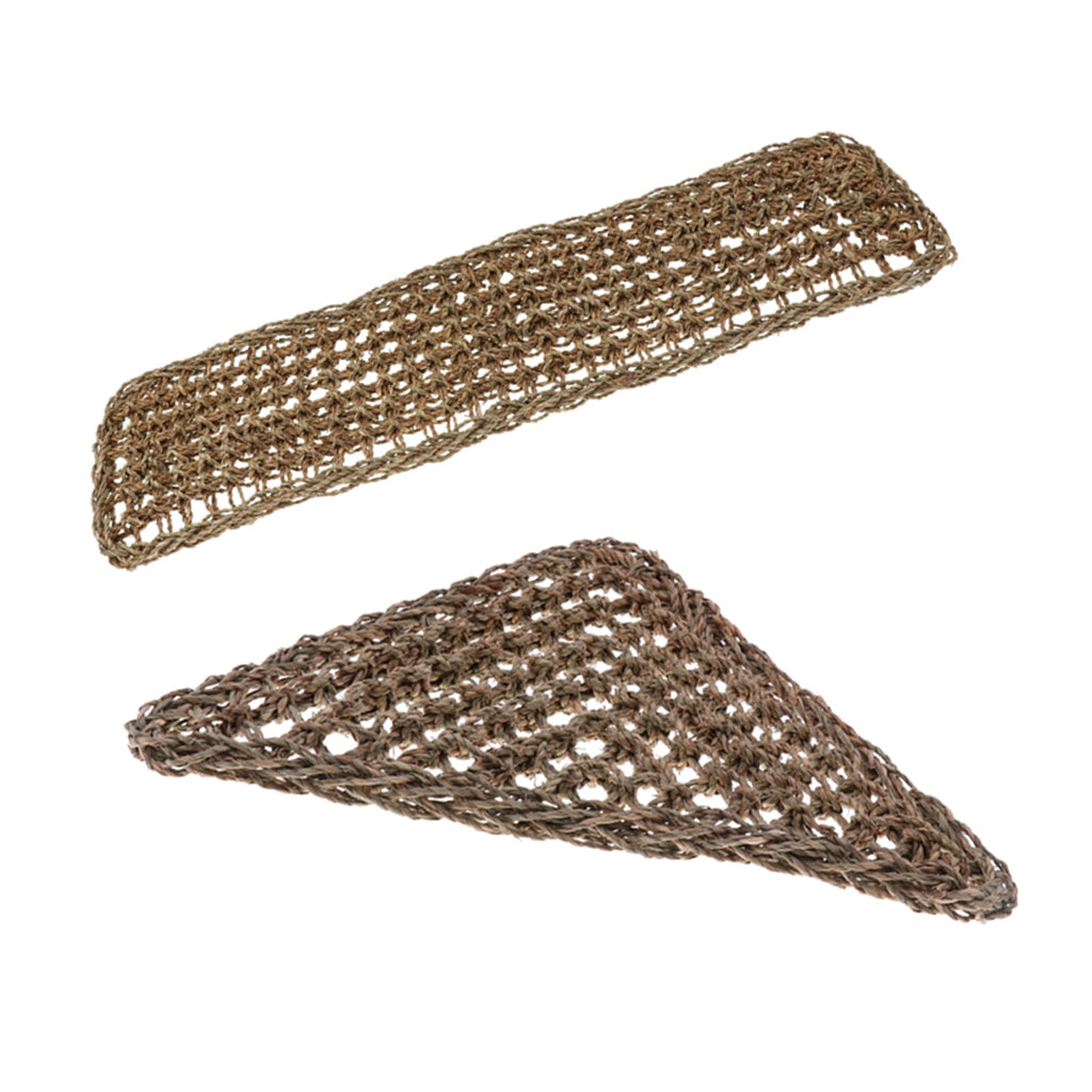 2Pcs Reptile Pet Hammock Lizard Lounger Natural Seagrass Corner Hammock
