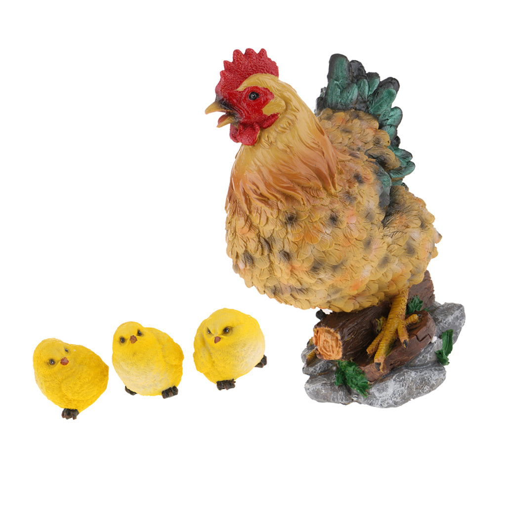 1 Set Artificial Realistic Chicken Figure Outdoor Garden Home Decoration