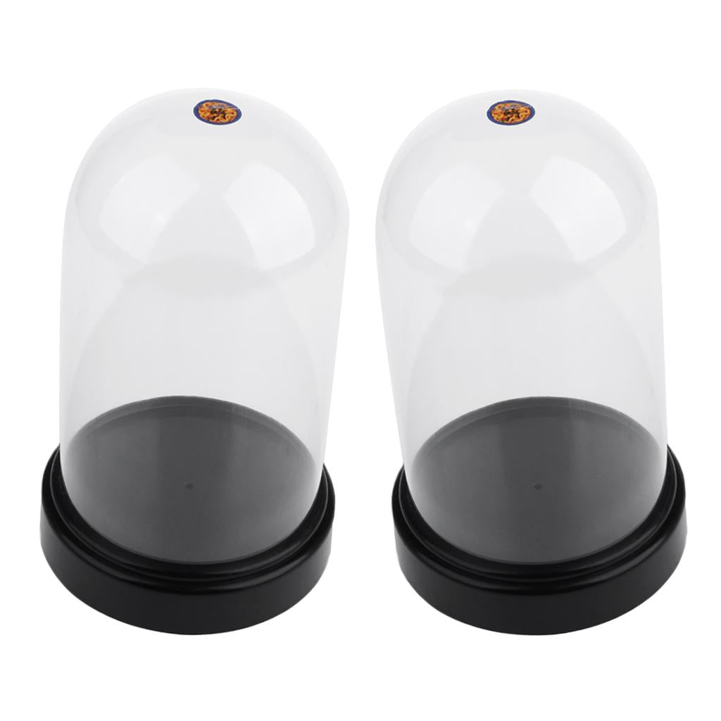 2x Acrylic Dustproof Cover Display Case Round Base for Action Figure 10x16cm