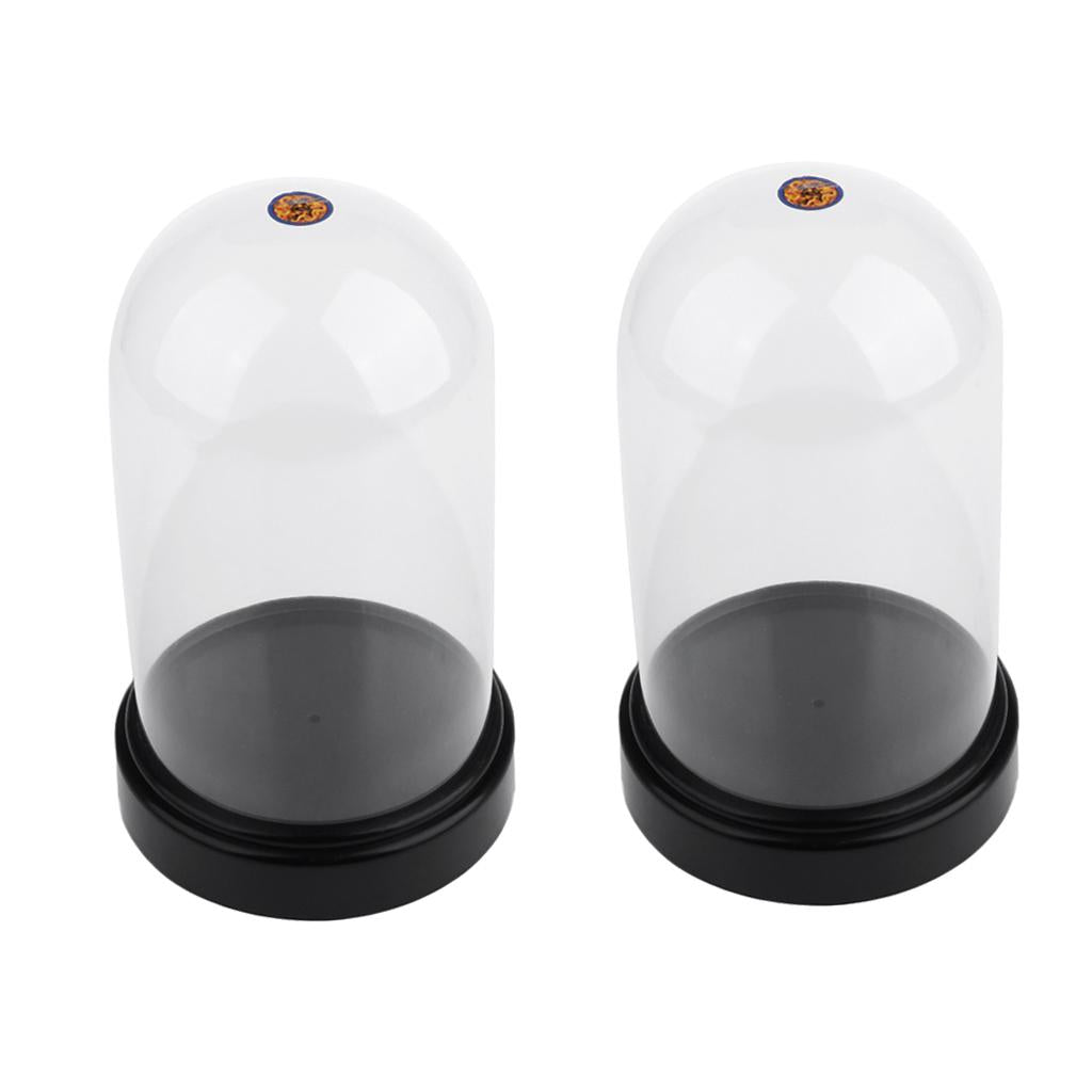 2x Acrylic Dustproof Cover Display Case Round Base for Action Figure 10x16cm