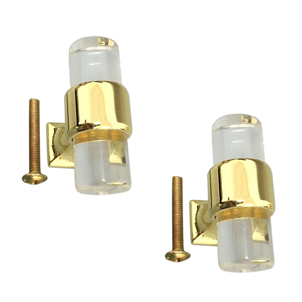 2Pcs Acrylic Door Pull Knob Drawer Cabinet Cupboard Handle Hardware Gold 5#
