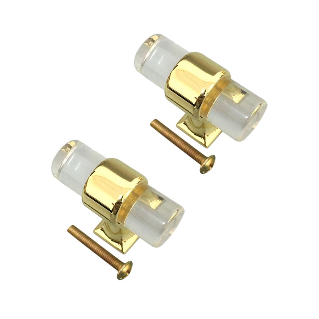2Pcs Acrylic Door Pull Knob Drawer Cabinet Cupboard Handle Hardware Gold 5#