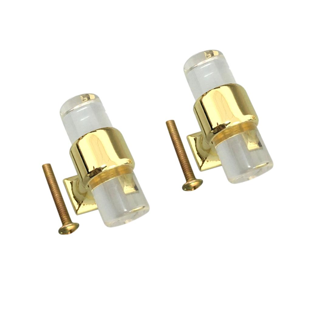 2Pcs Acrylic Door Pull Knob Drawer Cabinet Cupboard Handle Hardware Gold 5#