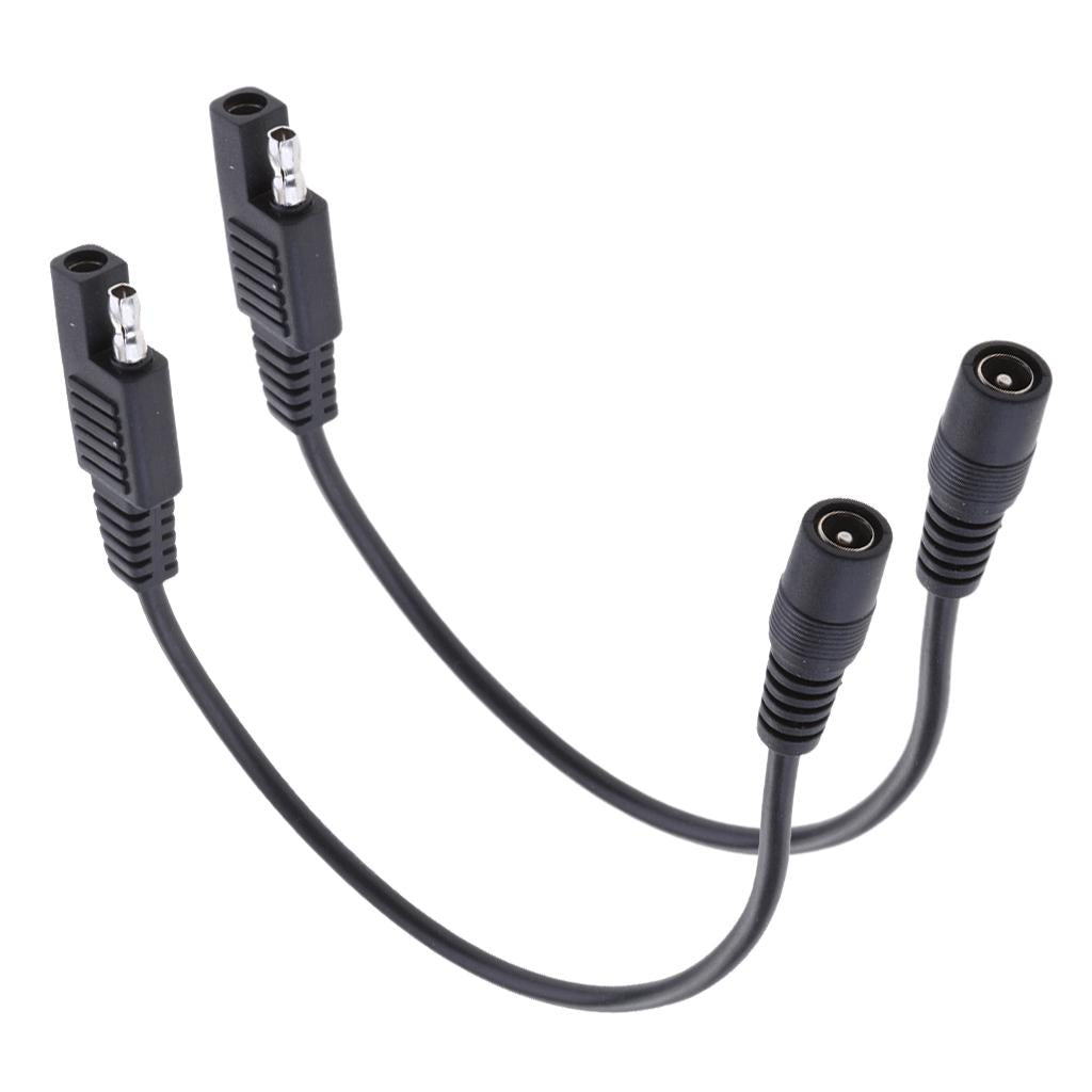 2Pieces SAE to DC 5521 Coax Female Cable Motorcycle Heat Clothing Adapter