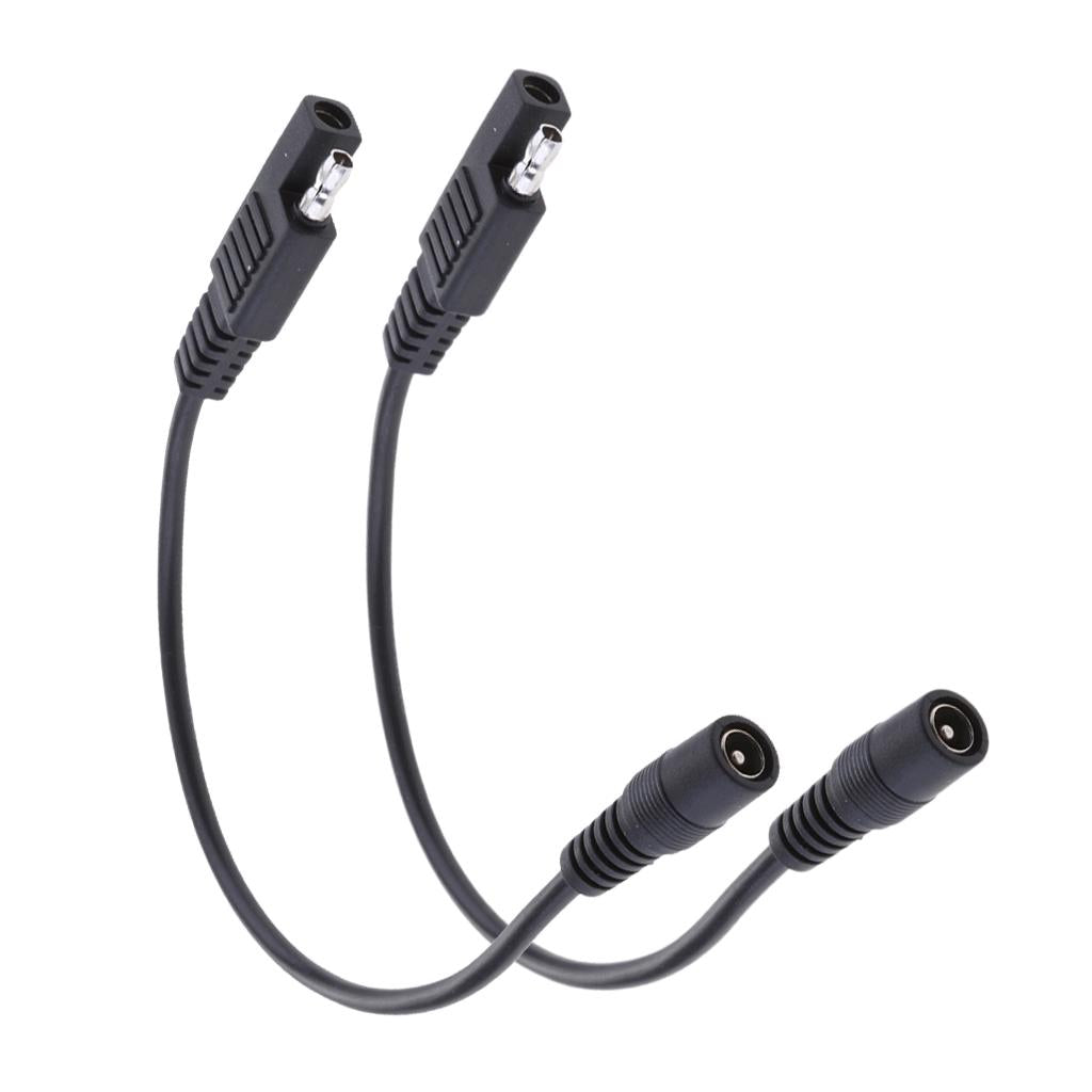 2Pieces SAE to DC 5521 Coax Female Cable Motorcycle Heat Clothing Adapter