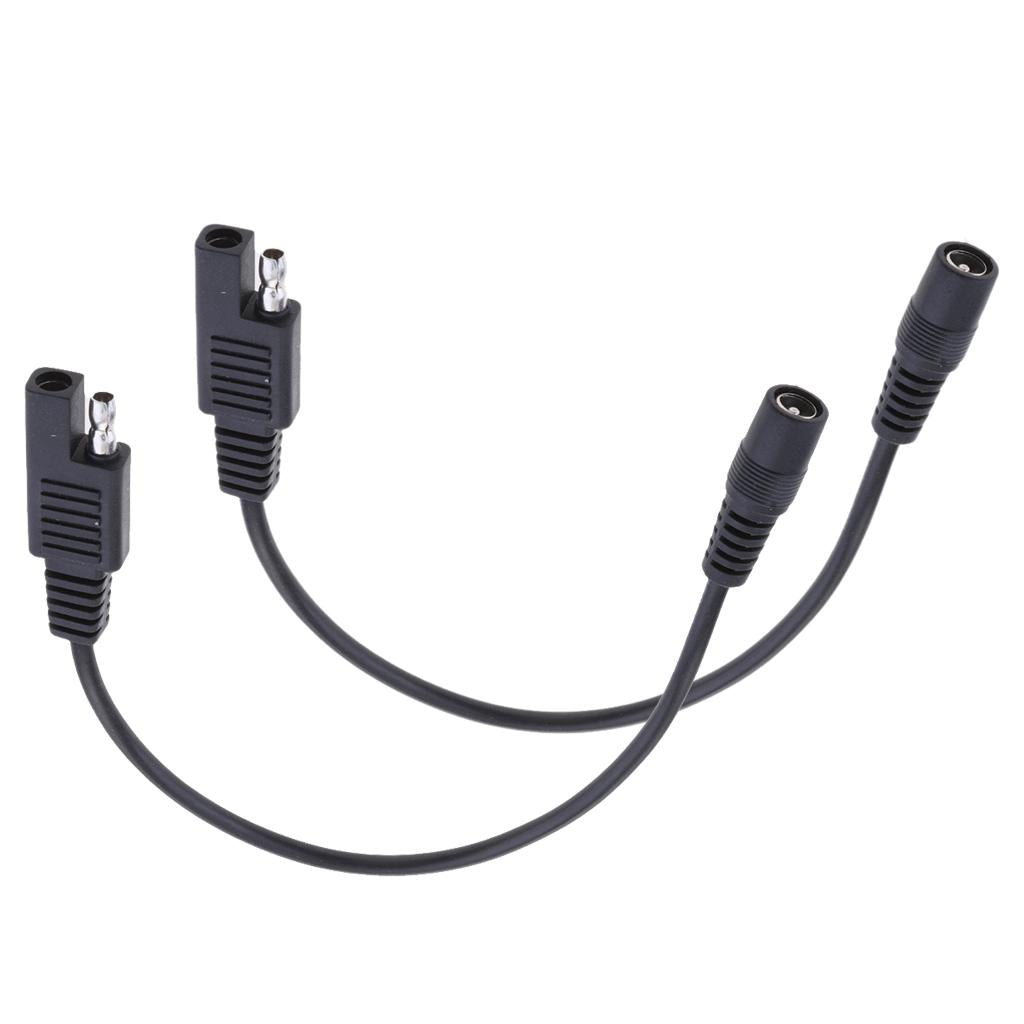 2Pieces SAE to DC 5521 Coax Female Cable Motorcycle Heat Clothing Adapter