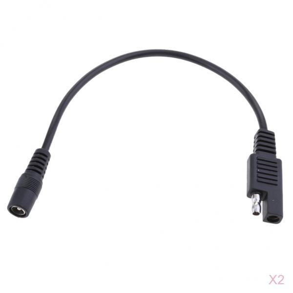 2Pieces SAE to DC 5521 Coax Female Cable Motorcycle Heat Clothing Adapter