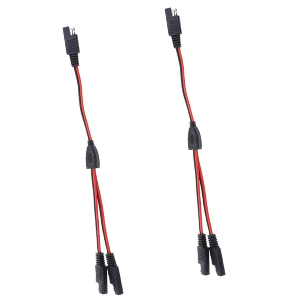 2Pieces 18AWG SAE 1 to 2 Extension Adapter Splitter Cable for Solar Battery