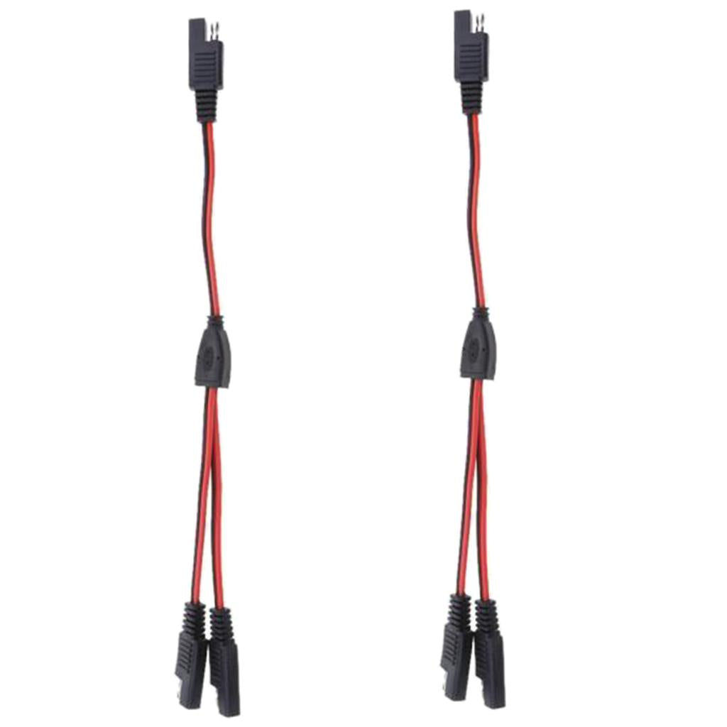 2Pieces 18AWG SAE 1 to 2 Extension Adapter Splitter Cable for Solar Battery