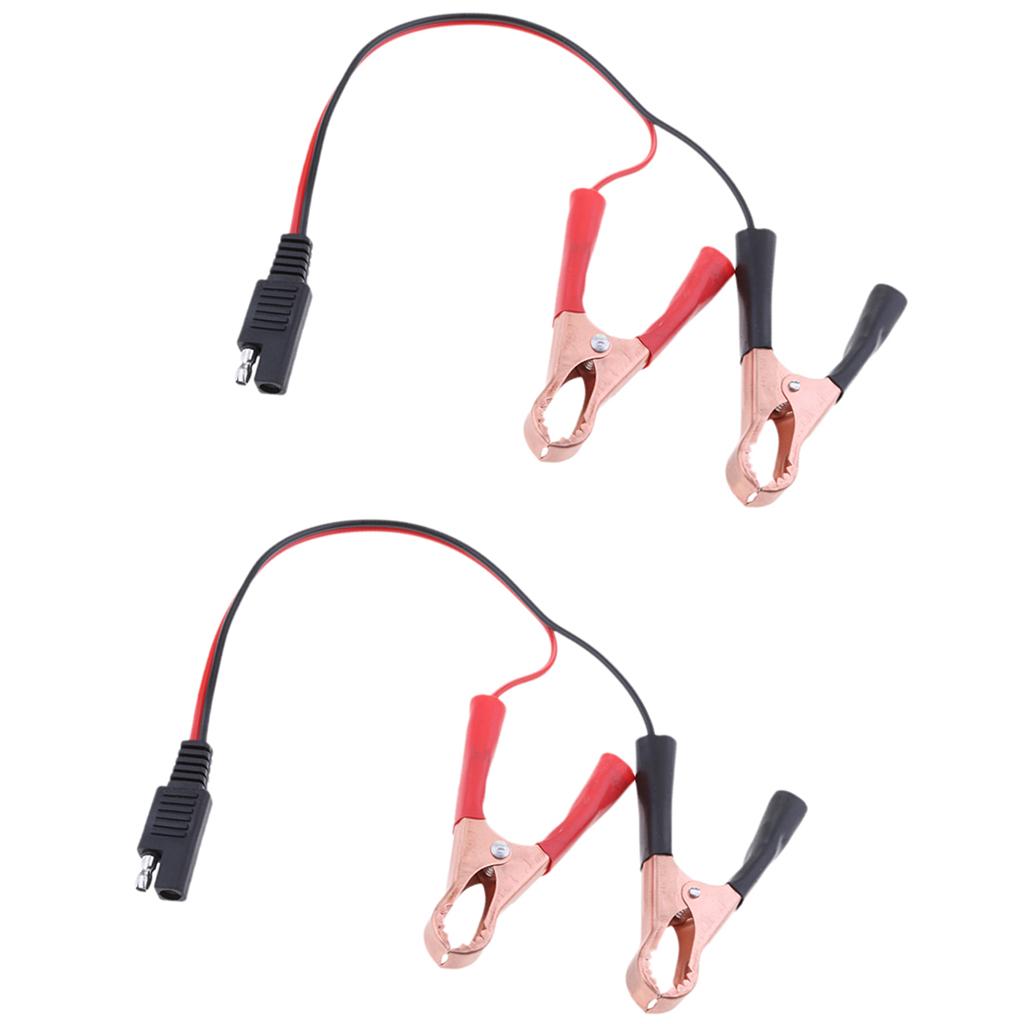 2Pieces 18AWG SAE to Alligator Clips Extension Cable Car Battery Booster