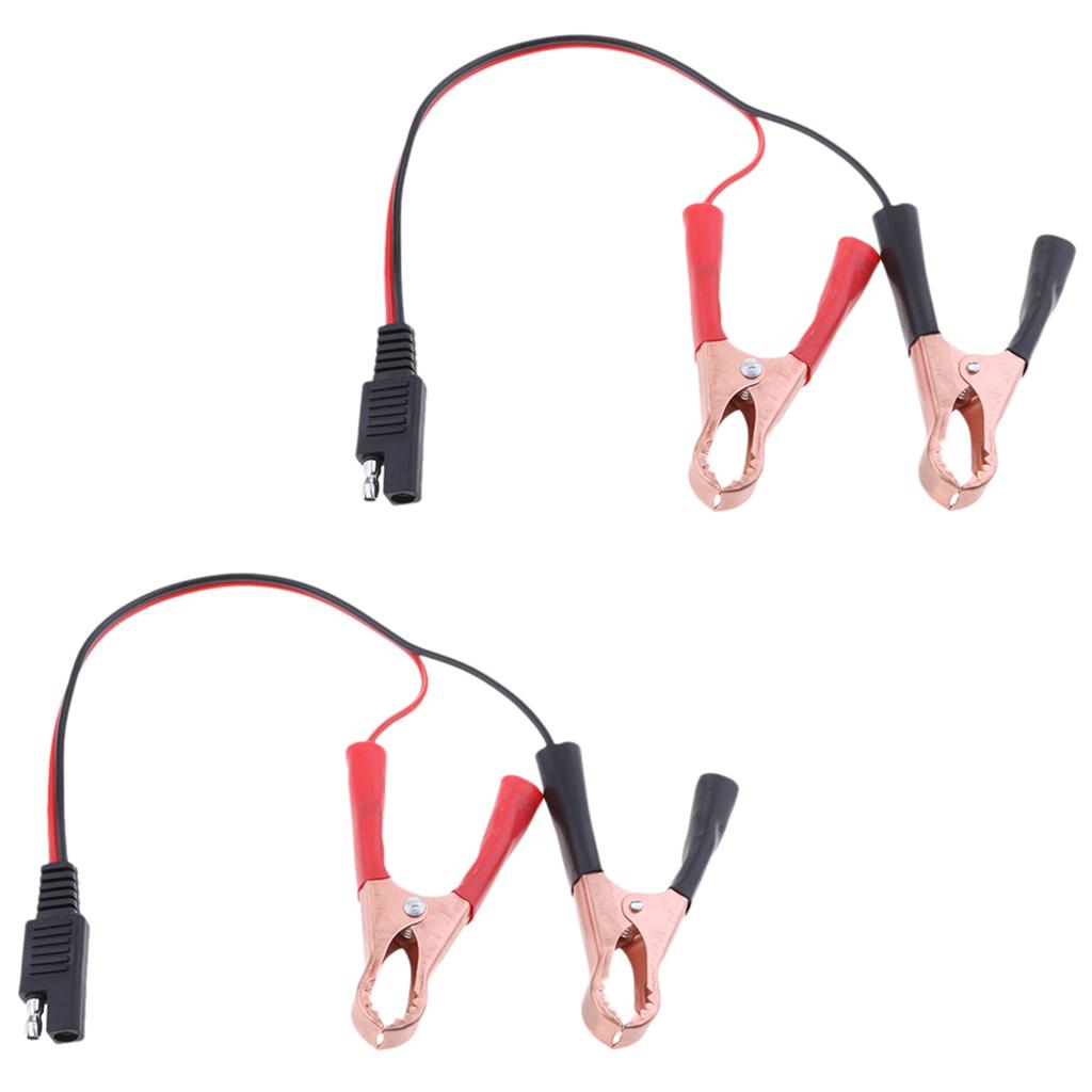 2Pieces 18AWG SAE to Alligator Clips Extension Cable Car Battery Booster