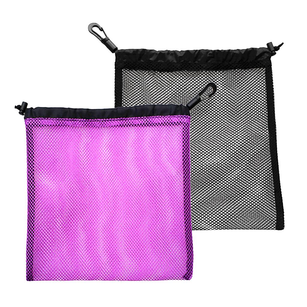 2Pcs Durable Mesh Nets Bag Pouch Golf Tennis Ball Carrying Holder Storage
