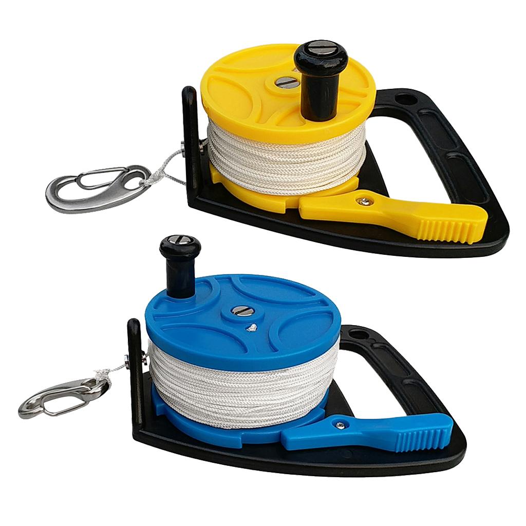 2Pcs Underwater Scuba Diving Dive Wreck Cave Reel with Handle Line Snap Hook