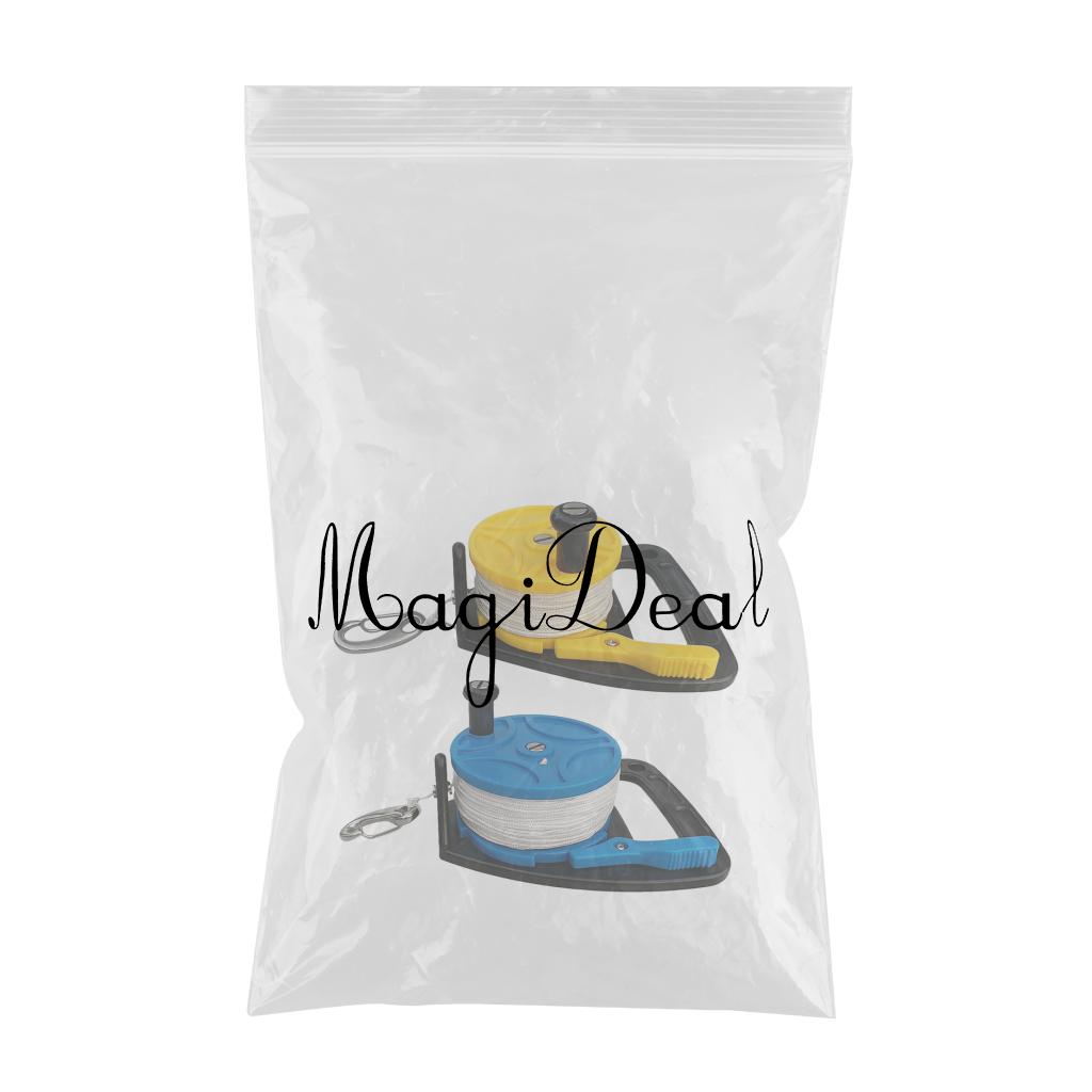 2Pcs Underwater Scuba Diving Dive Wreck Cave Reel with Handle Line Snap Hook