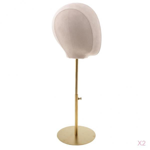 2pcs Suede Cork Mannequin Head Hat Rack Cap Wig Holder Display Stand White