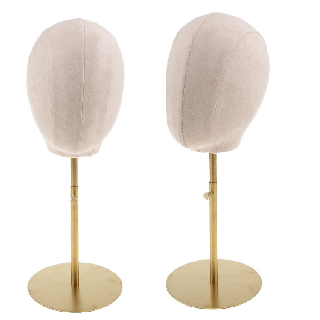 2pcs Suede Cork Mannequin Head Hat Rack Cap Wig Holder Display Stand White