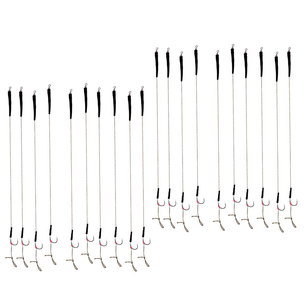 20Pcs Fishing Hair Rigs Assorted Hand Tied Carp Fishing Barbless Hooks