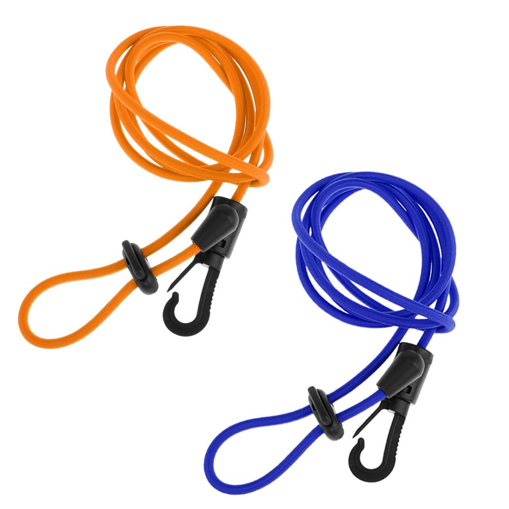 2 Pieces Elastic Kayak Canoe Paddle Leash Fishing Rod Cord Orange&Royal Blue
