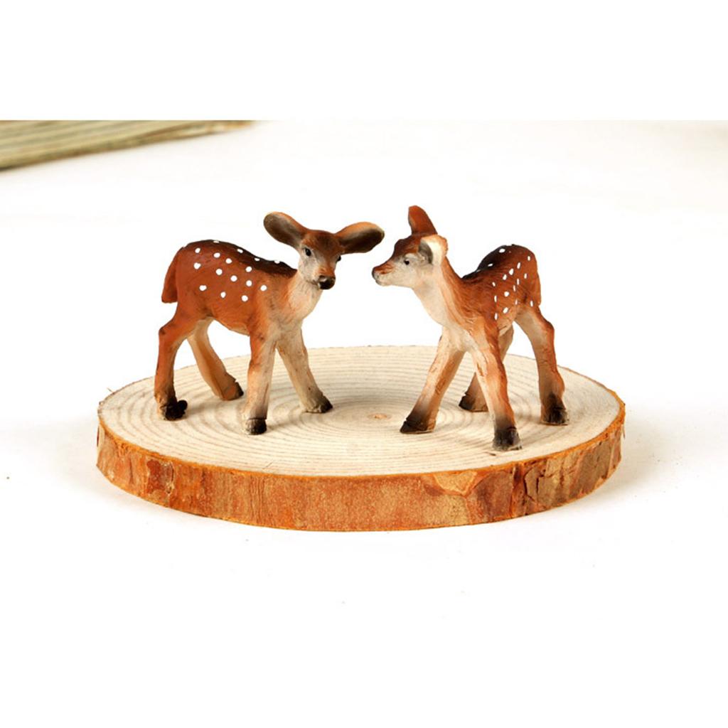 2Pcs Resin Sika Deer Ornament Toy Animal Figurine Plant Pot Dollhouse Decor