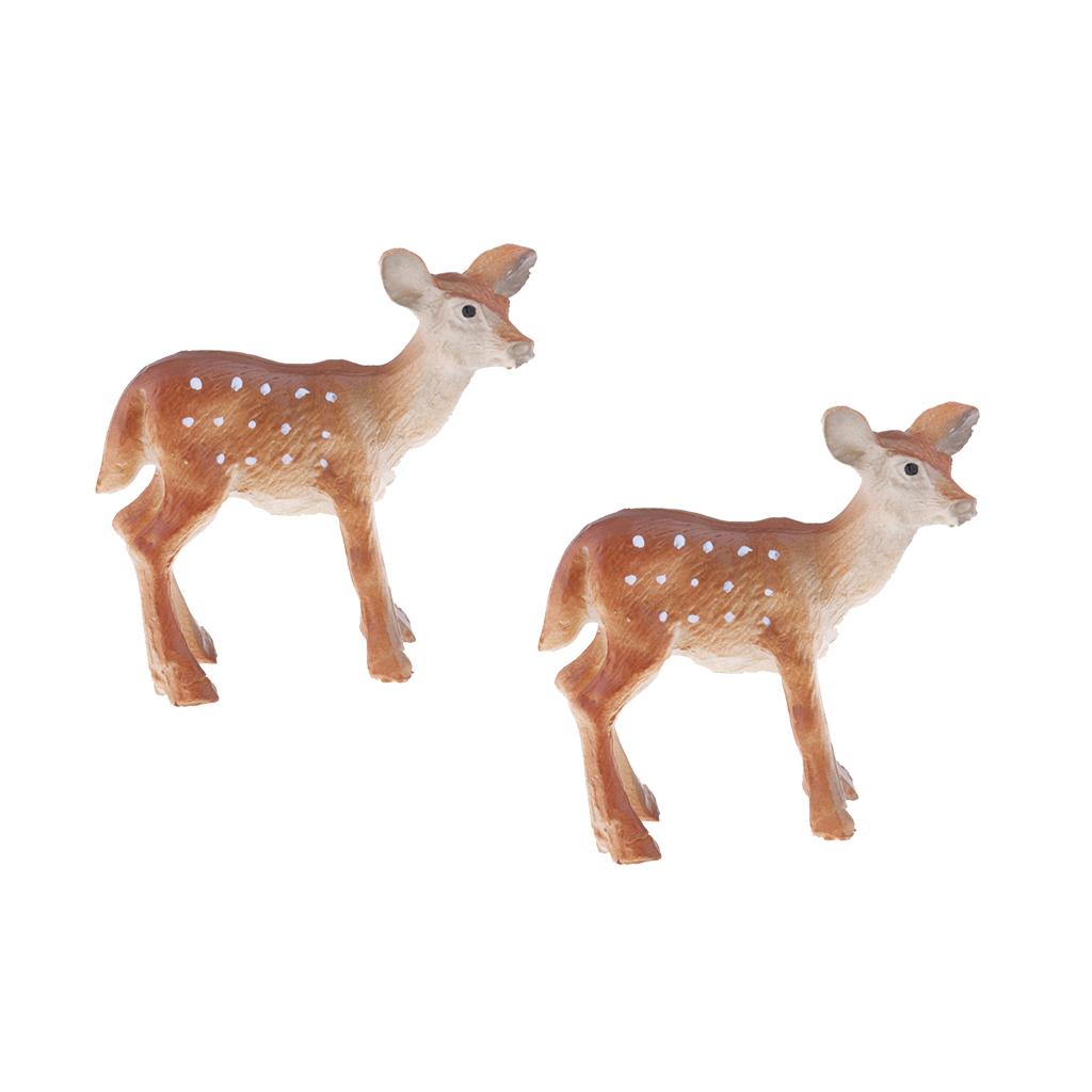 2Pcs Resin Sika Deer Ornament Toy Animal Figurine Plant Pot Dollhouse Decor