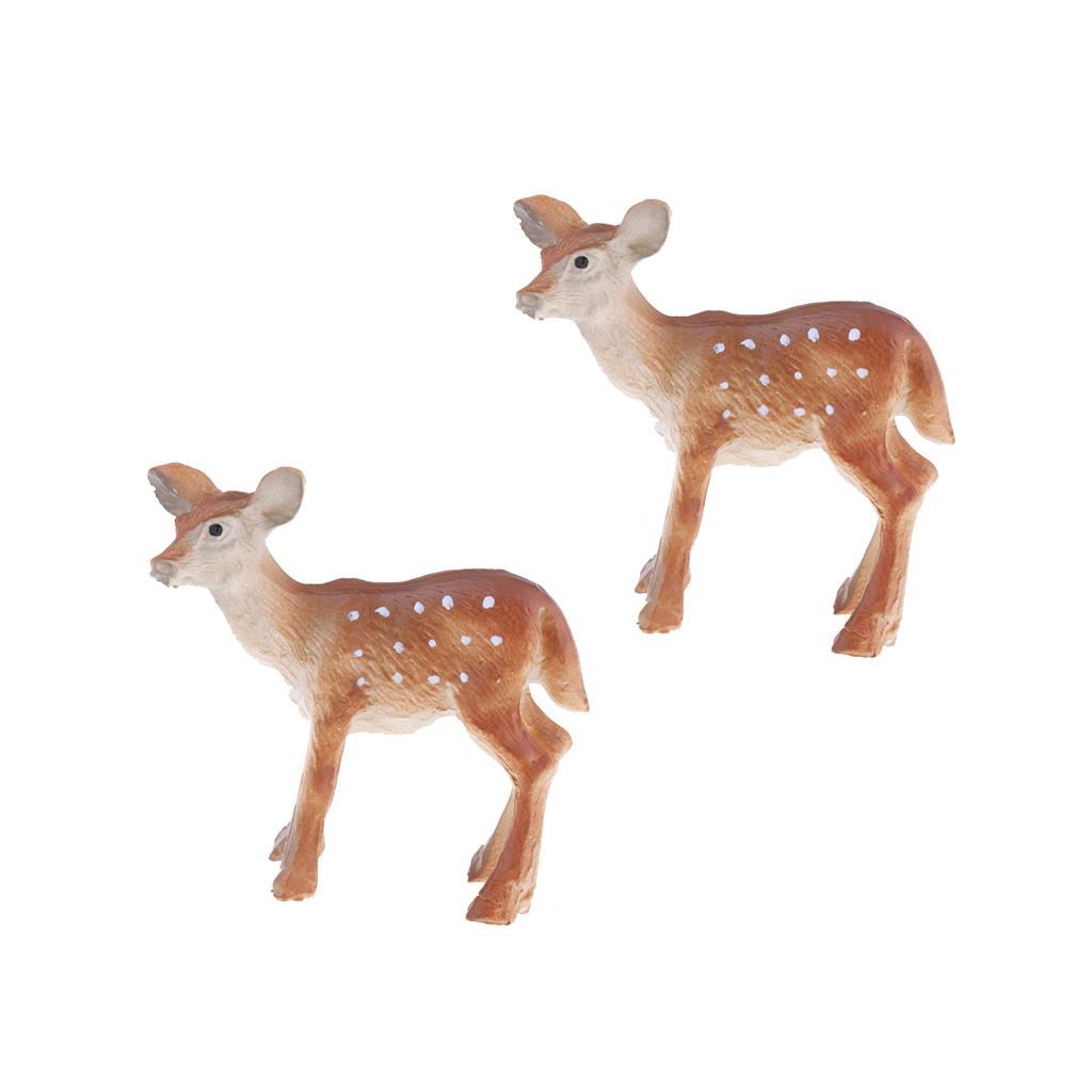 2Pcs Resin Sika Deer Ornament Toy Animal Figurine Plant Pot Dollhouse Decor