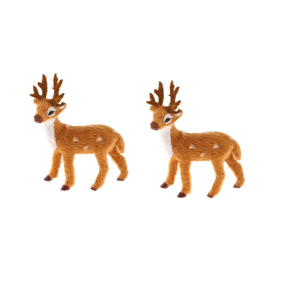 2Pcs Miniature Realistic Deer Figurine Statue Model Home Gift Decorative