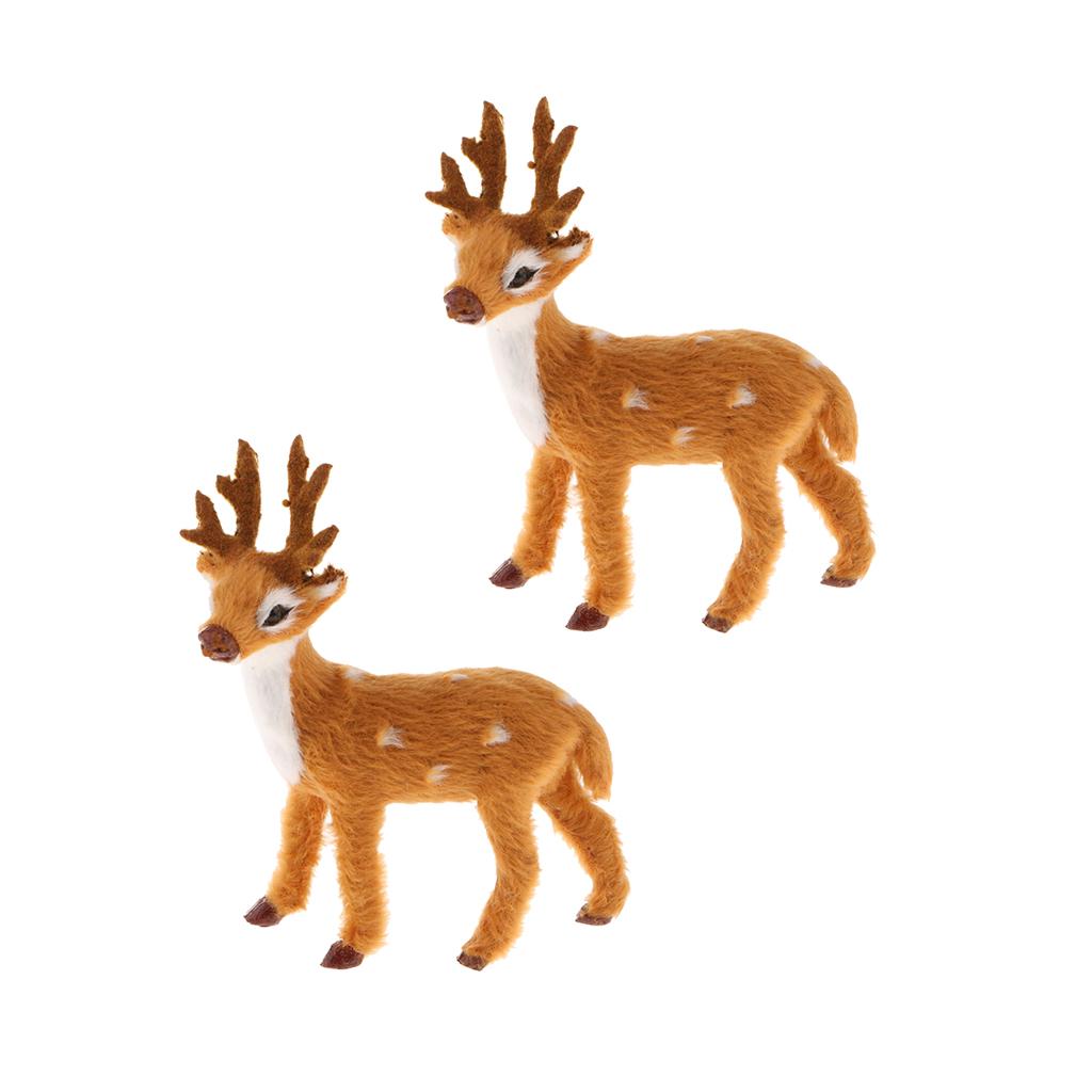 2Pcs Miniature Realistic Deer Figurine Statue Model Home Gift Decorative