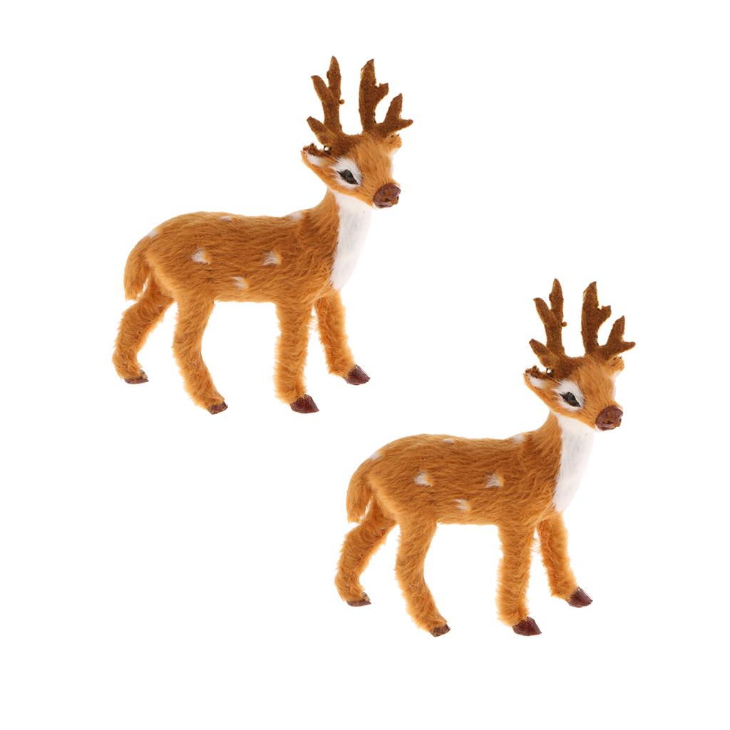 2Pcs Miniature Realistic Deer Figurine Statue Model Home Gift Decorative