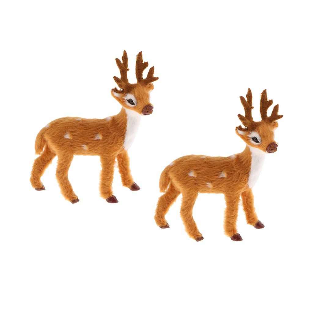 2Pcs Miniature Realistic Deer Figurine Statue Model Home Gift Decorative