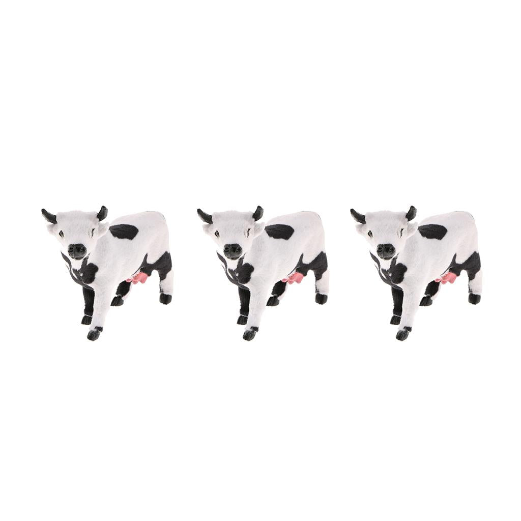 3Pcs Cow Statue Indoor Outdoor Garden Ornament Prop Model Figure Hunting