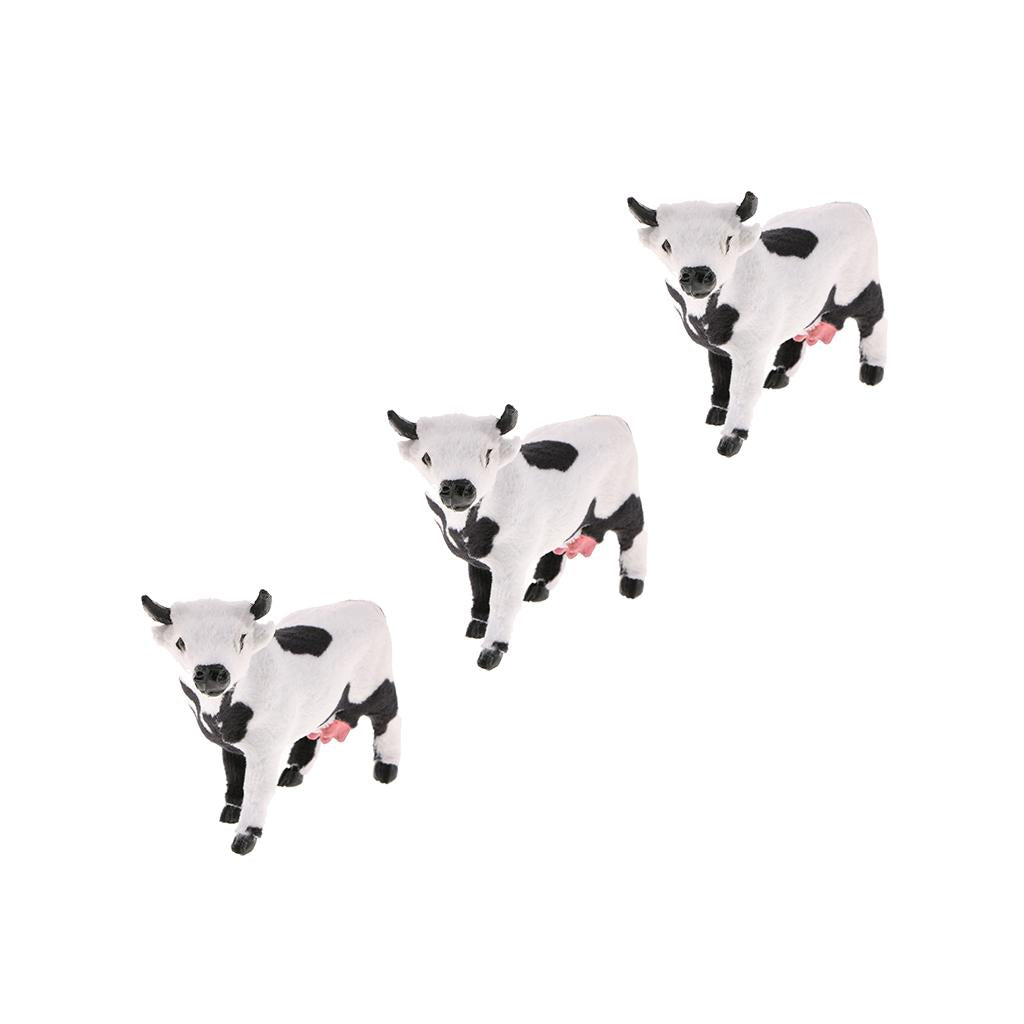 3Pcs Cow Statue Indoor Outdoor Garden Ornament Prop Model Figure Hunting