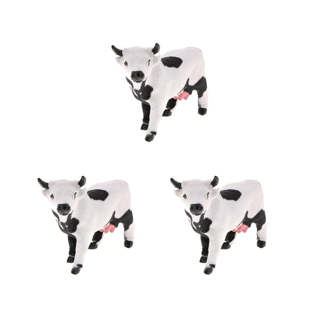 3Pcs Cow Statue Indoor Outdoor Garden Ornament Prop Model Figure Hunting