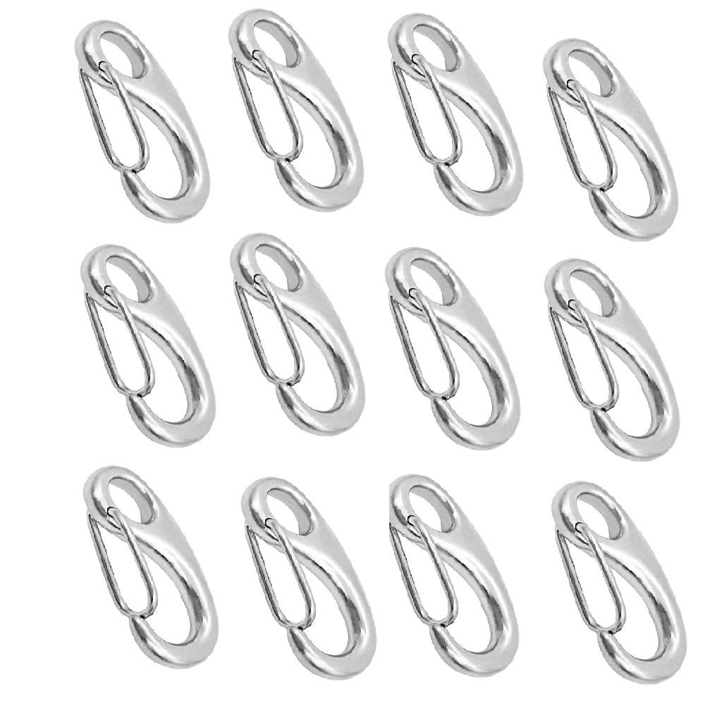 12pcs Marine 316 Stainless Steel Spring Snap Hooks Boat Anchor Rigging Clip