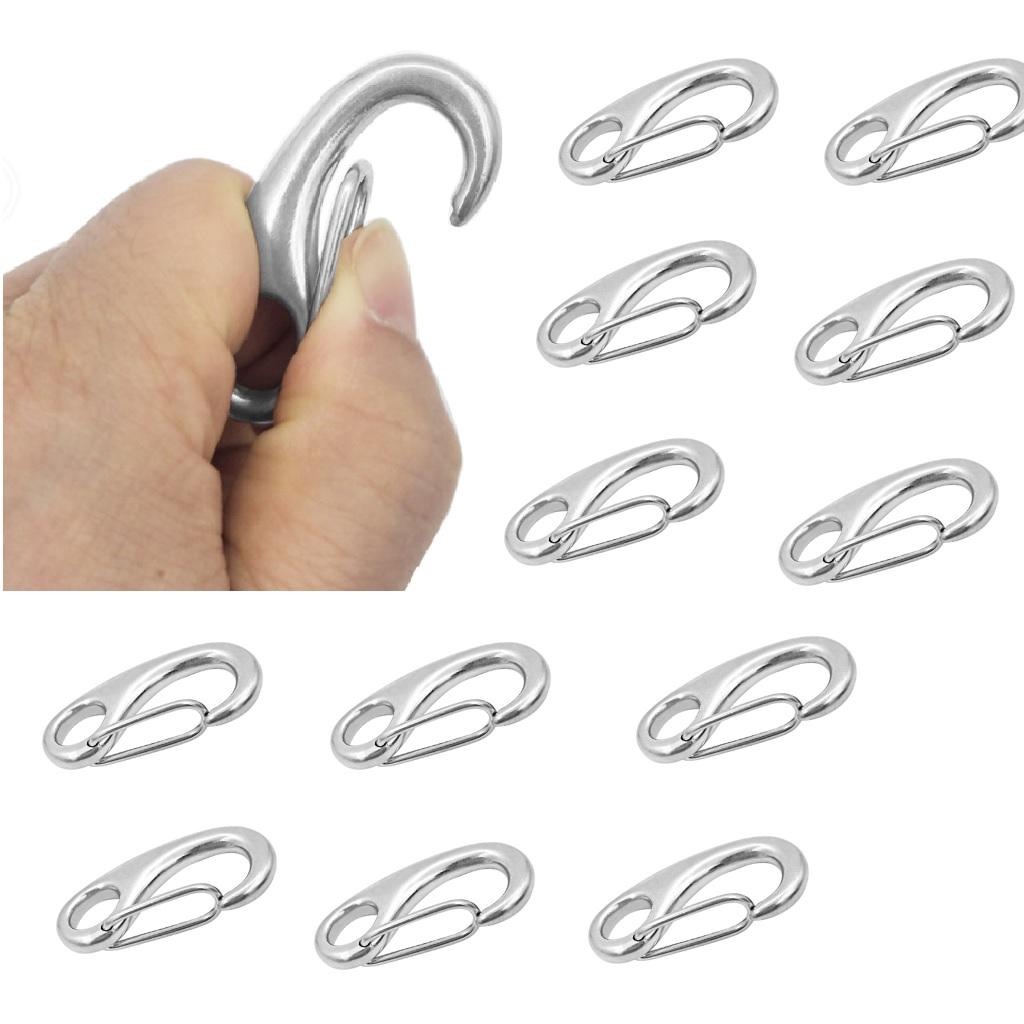 12pcs Marine 316 Stainless Steel Spring Snap Hooks Boat Anchor Rigging Clip