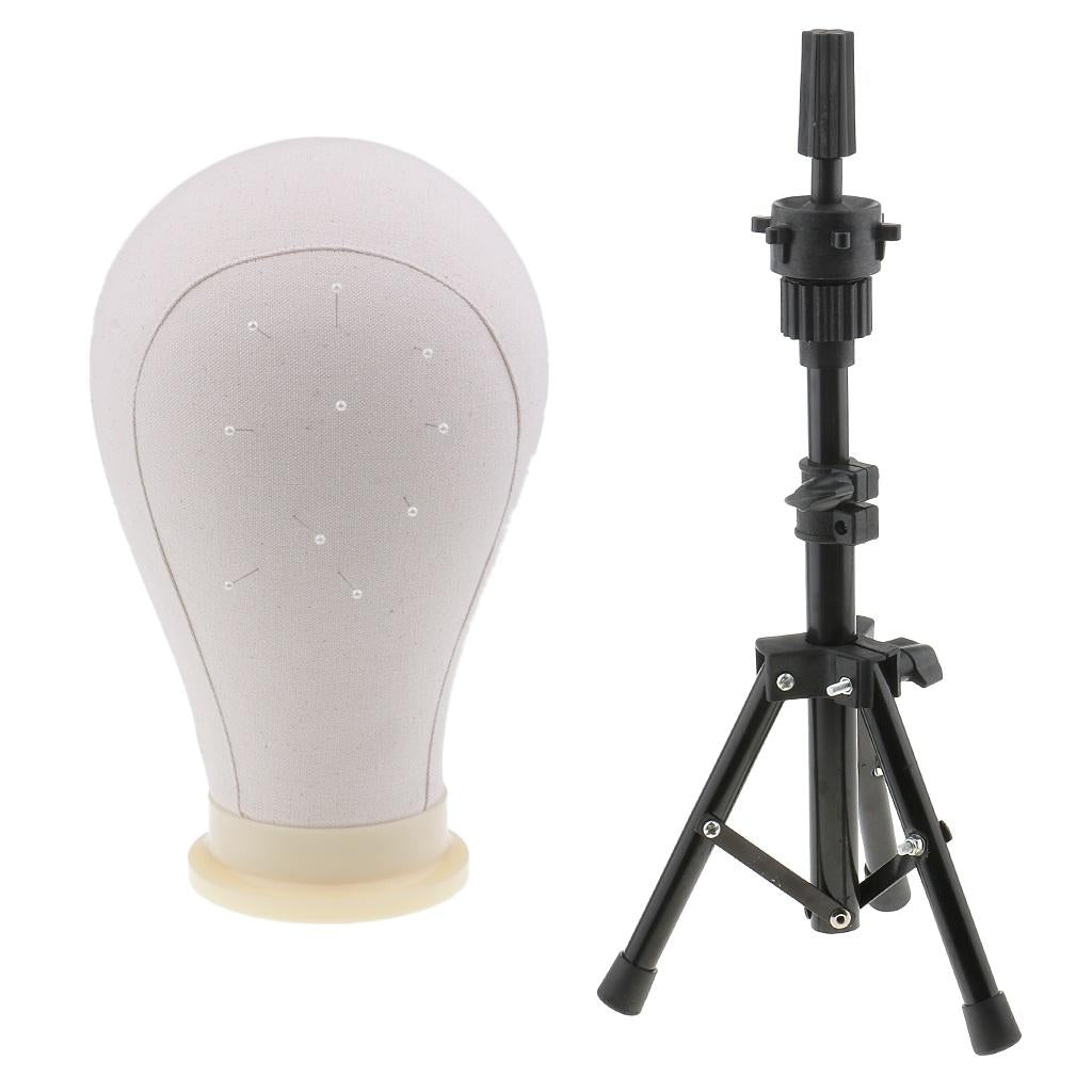 22'' Canvas Mannequin Head for Wigs Hat Making Display Holder Tripod Stand