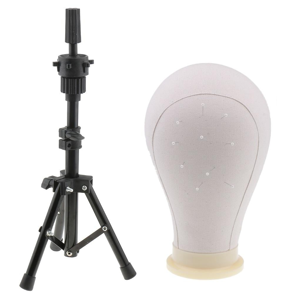 22'' Canvas Mannequin Head for Wigs Hat Making Display Holder Tripod Stand