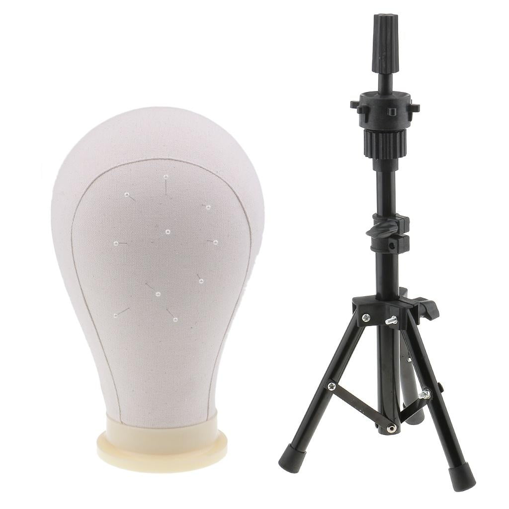 22'' Canvas Mannequin Head for Wigs Hat Making Display Holder Tripod Stand