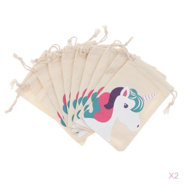 20pcs Unicorn Cotton Linen Sack Jewelry Pouch Drawstring Bag Wedding Favor