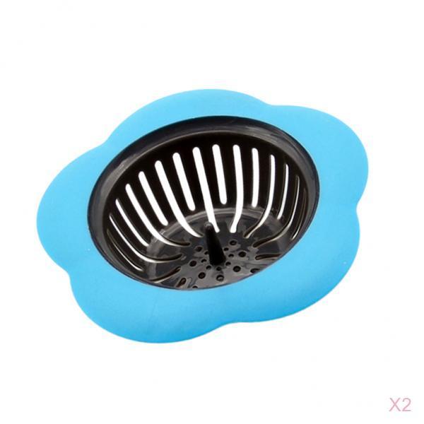 2pc Bath Drain Shower Tub Strainer Cover Sink Trap Basin Stopper Filter Blue