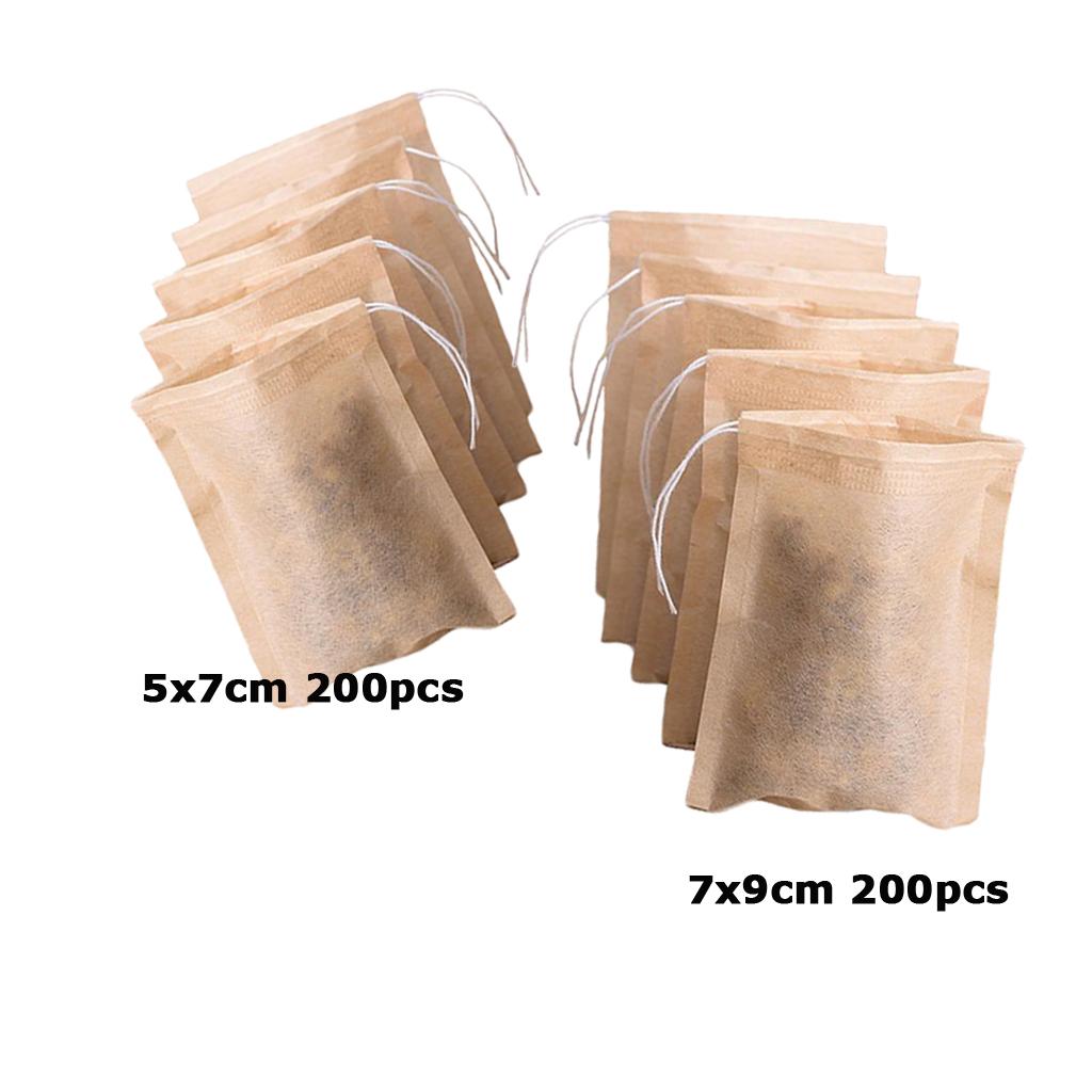 400 Pcs Empty Tea Filter Bags Loose Herbs Teabag with Drawstring 5x7 & 7x9cm